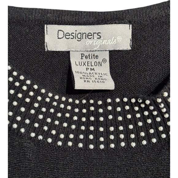 Designers Originals Petite black 2 piece beaded sweater tank w cardigan sz PM - Picture 9 of 16